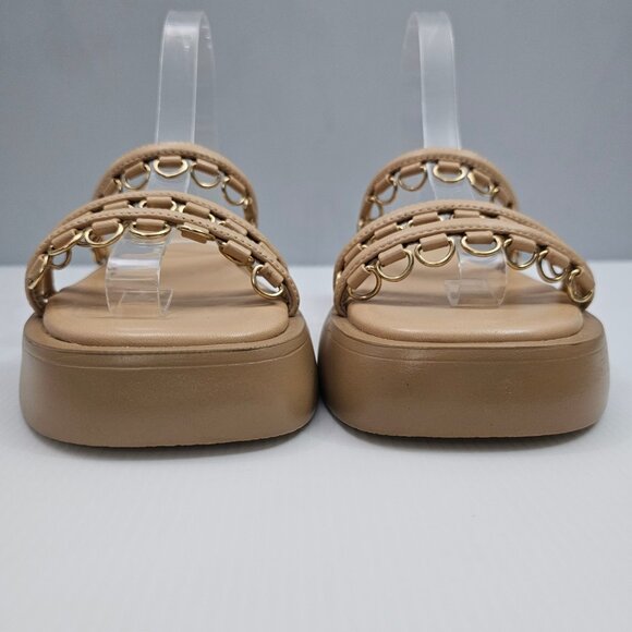 NEW Free People Midas Touch Sandal Womens 8.5 Tan Leather Flatform Slide Boho - Picture 6 of 12